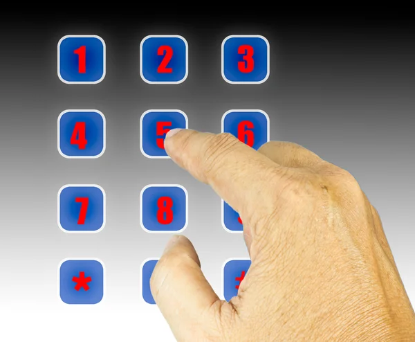 Hand pushing number button. — Stock Photo, Image