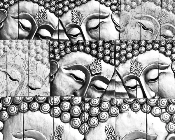 Geleneksel Tay tarzı lord Buda yüz Ahşap oyma — Stok fotoğraf