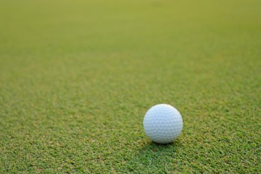 Yeşil çimlerin üzerinde golf topu