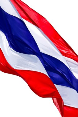 Beyaz arka plan üzerinde izole akış Tayland bayrağı