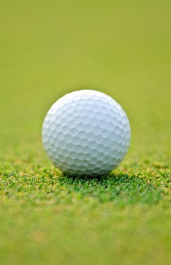 Yeşil çimlerin üzerinde golf topu