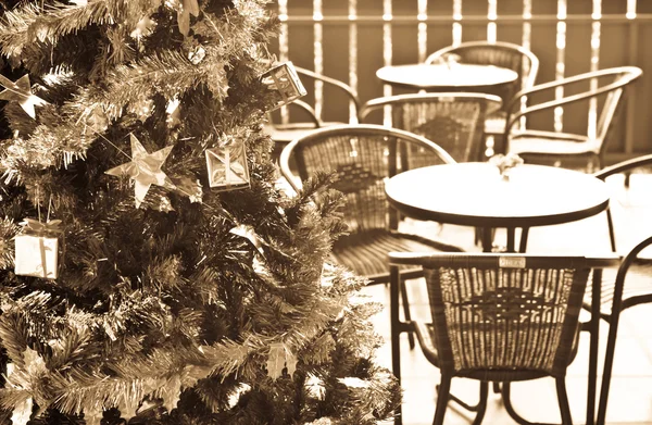 Christmas tree on a terrace — Stock Photo, Image