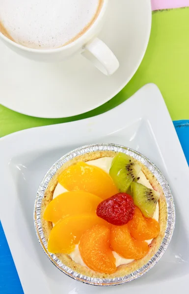 stock image Coffee and mixed fruit pie