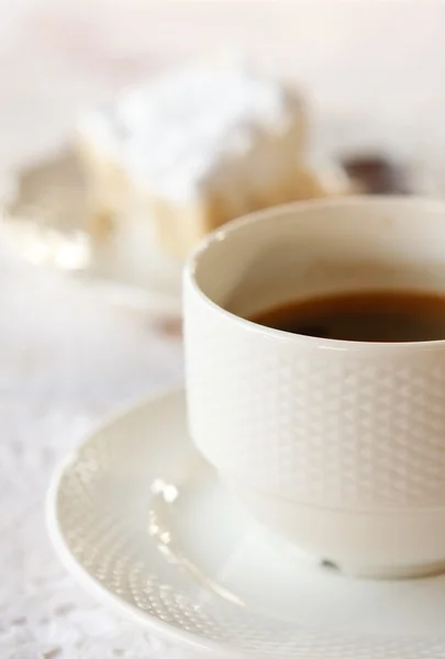 stock image White coffee cup on colorful wood table