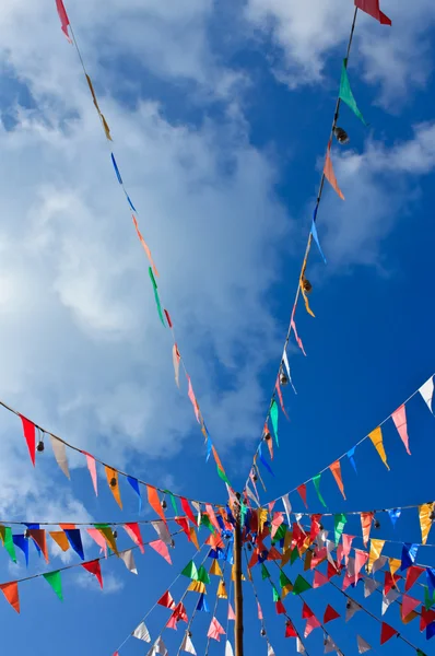 stock image Lines of flags and blue sky