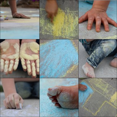 Fun with sidewalk chalk clipart