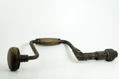 Antique hand drill isolated clipart