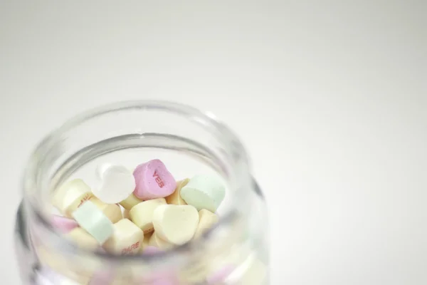 Jar of valentine hearts — Stock Photo, Image
