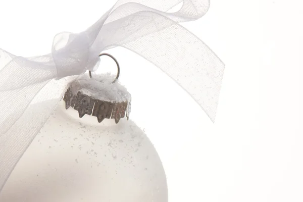 White christmas ornament with frost — Stock Photo, Image