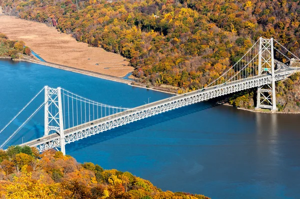 stock image Bear Mountain bridge aerial view over Hudson River