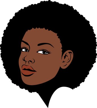 Afro lady face illustration clipart