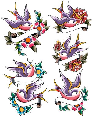 Swallow tattoo design clipart