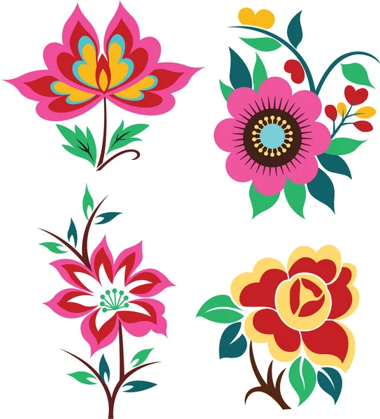 Colorido conjunto de flores — Archivo Imágenes Vectoriales