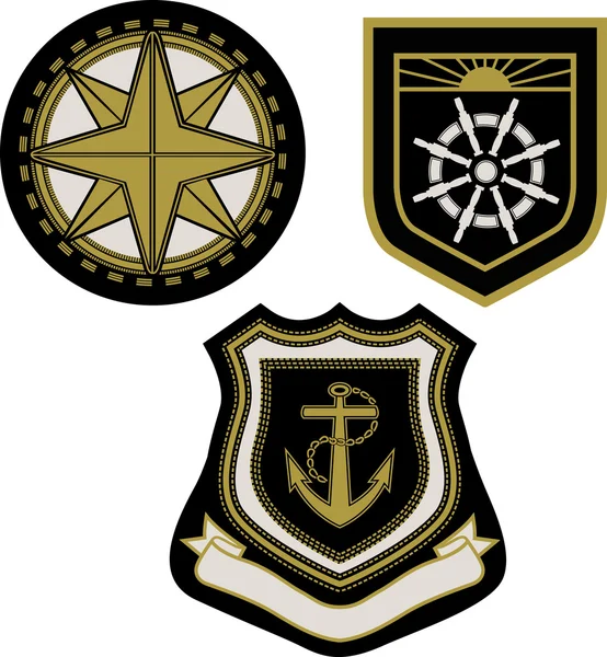 Insignia emblema con signo de vela — Archivo Imágenes Vectoriales