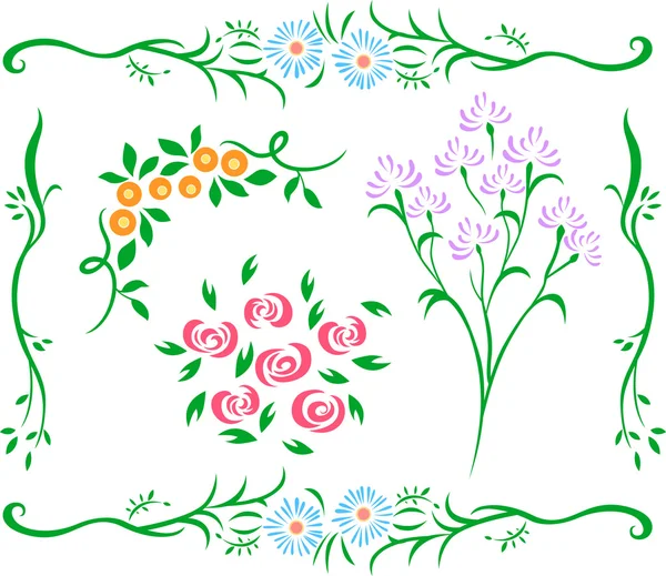 Set de flores decorativas — Vector de stock