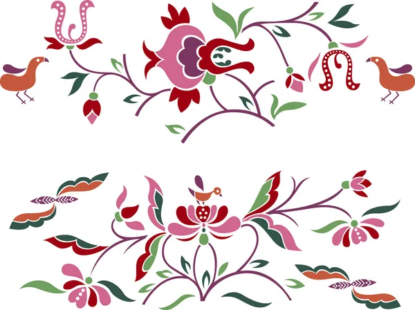 花の刺繍パターン設計 — ストックベクタ