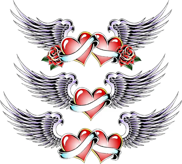 Sevgililer günü kalp amblem tasarımı — Stok Vektör