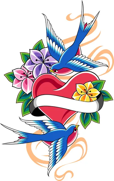 Tatouage de fleur avale — Image vectorielle