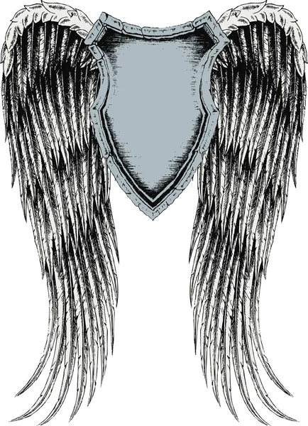 Emblemabzeichen mit Flügeldesign — Stockvektor