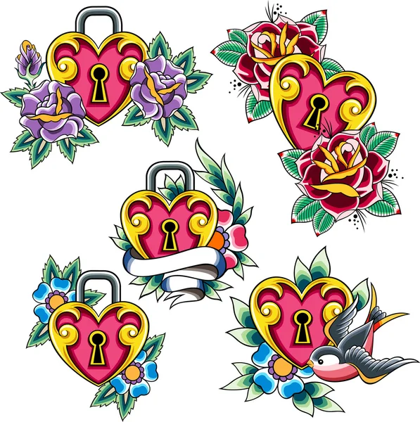 Coeur avec motif floral — Image vectorielle