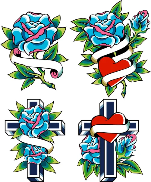Готичний дизайн татуювання троянди — стоковий вектор