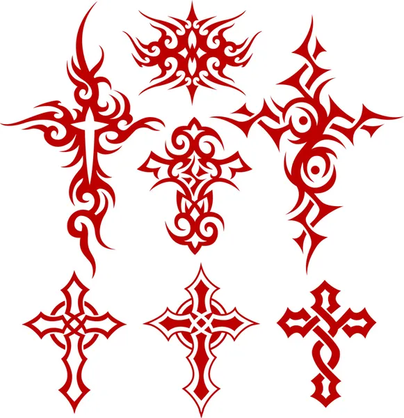 クロスのタトゥーのシンボル — ストックベクタ