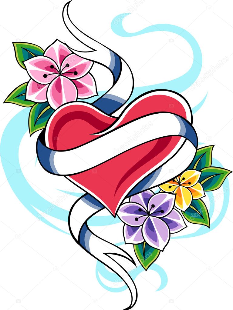 hearts and flowers tattoo designs  Clip Art Library