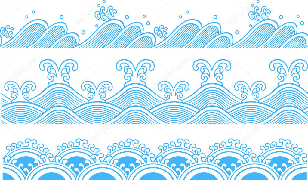 Seamless ocean wave symbol pattern
