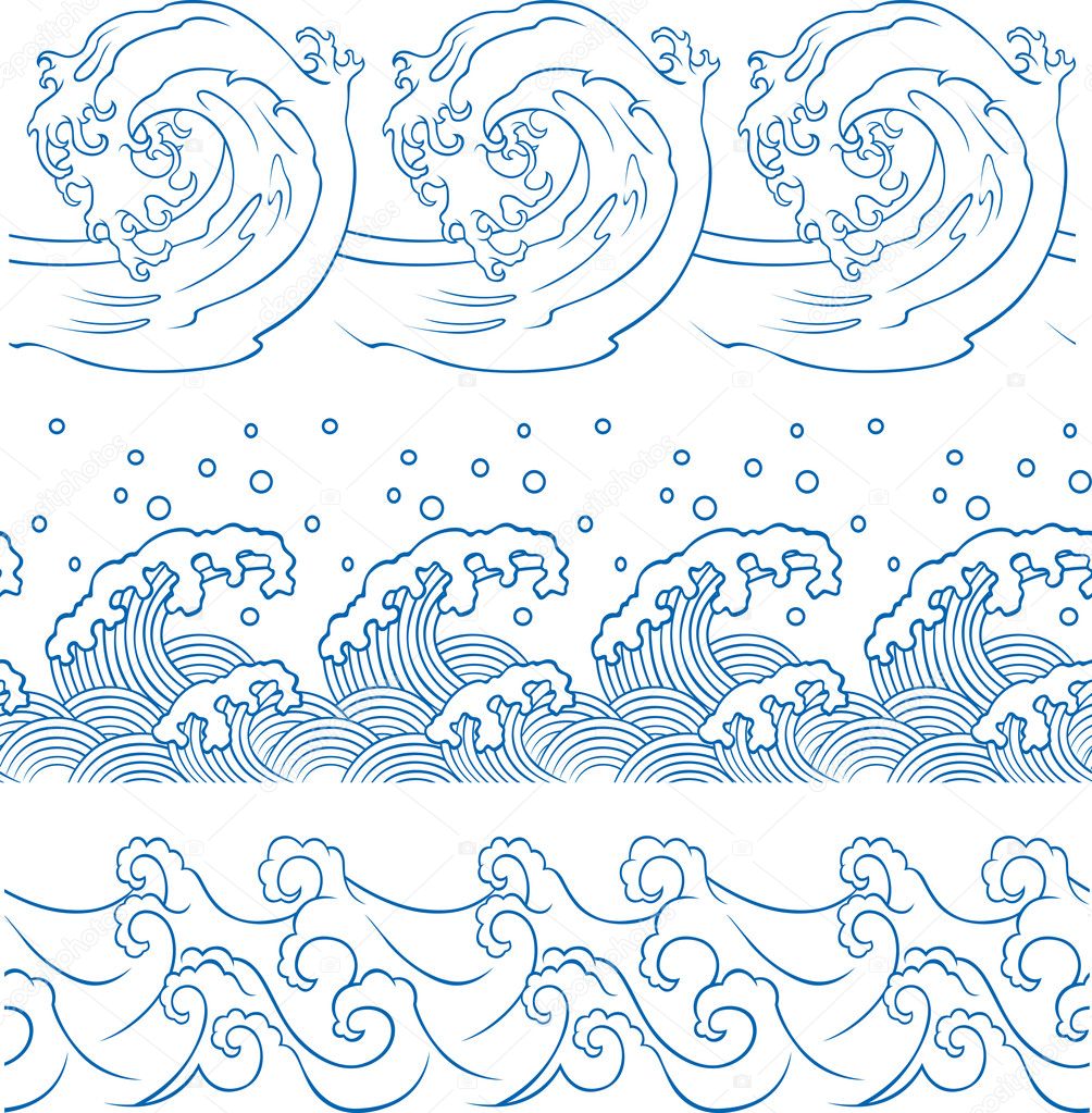 Seamless ocean wave symbol pattern