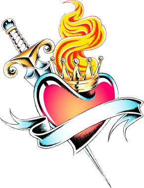 Gothic heart tattoo clipart