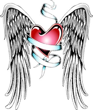 Classic flying heart clipart