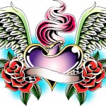 Heart with rose tattoo — Stock Vector #10093187