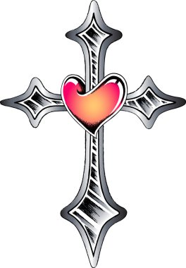 Cross symbol tattoo clipart