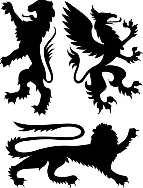 Heraldic royal griffin crest design clipart