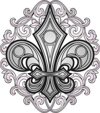 Shield symbol with swirl ornament clipart