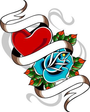 Heart tattoo emblem clipart