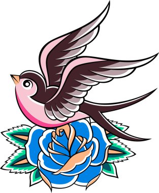 Swallow vintage tattoo clipart