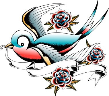 Swallow tattoo design clipart