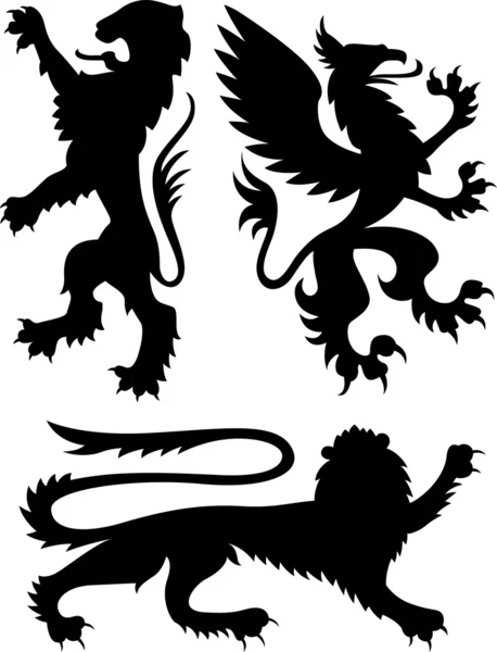 Heraldic royal griffin crest design — Stock Vector