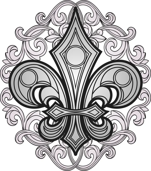 Shield symbol with swirl ornament — Stock Vector