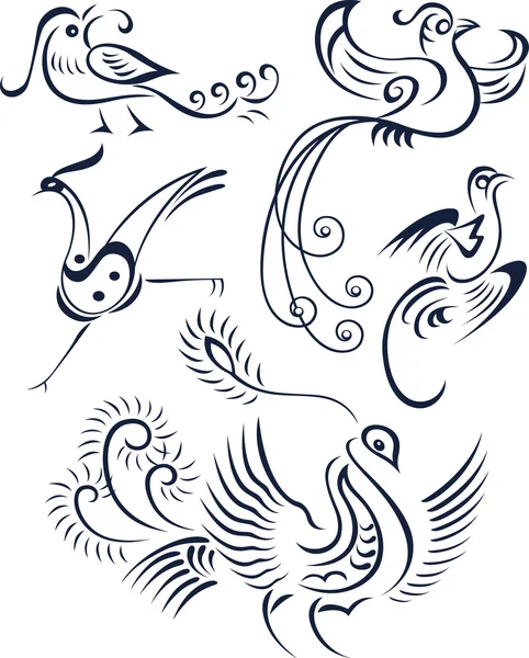 Пташине татуювання графічний дизайн — стоковий вектор