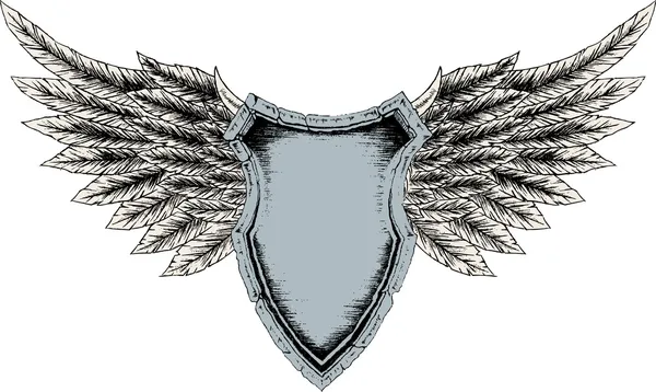 Emblemabzeichen mit Flügeldesign — Stockvektor