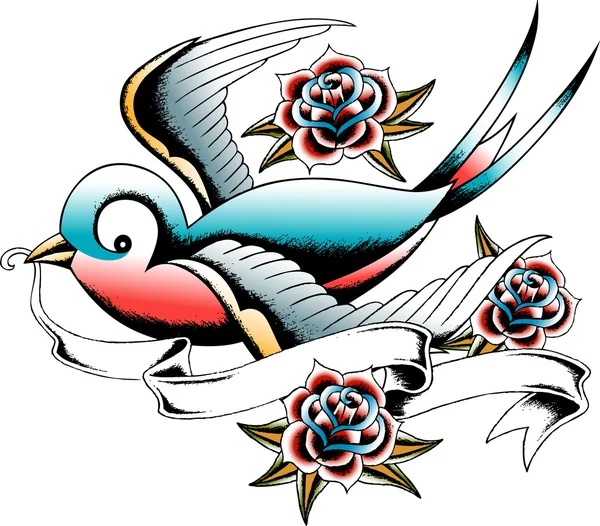 Χελιδόνι τατουάζ σχεδιασμού — Διανυσματικό Αρχείο
