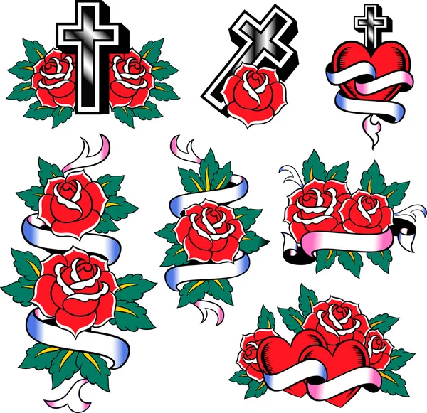 Дизайн символів троянд і серця — стоковий вектор