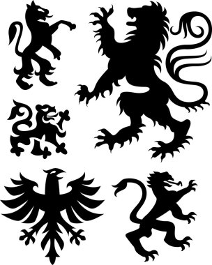 Heraldic eagle and griffin clipart