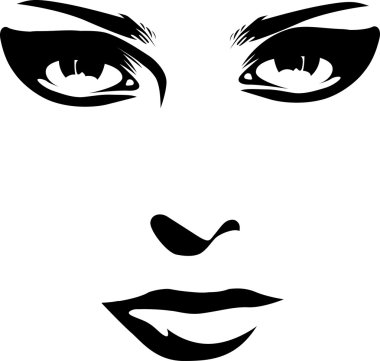 Woman face detail closeup clipart