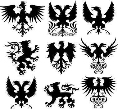 Heraldic crest vector set clipart