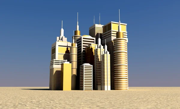 Goldene Stadt erhebt sich aus der Wüste — Stockfoto