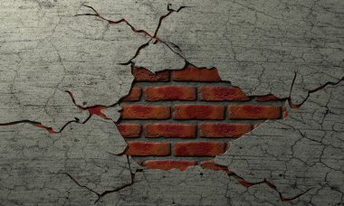 Cracked Brick And Plaster Wall clipart
