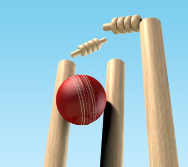 Cricket Ball Hitting Wickets clipart